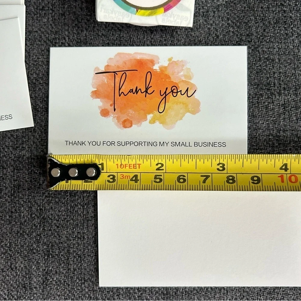 25 THANK YOU Business Cards + 25 Stickers, Starter Set, Watercolor, ORANGE